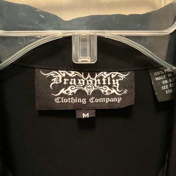 DRAGONFLY Men’s Short Sleeve Button Down Roses Barbed Wire Shirt. Sz M. - Picture 7 of 8